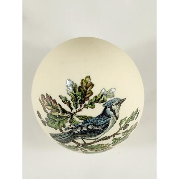 Paperweight Blue Jay Egg Bird Ceramic 2 3/4" Hand Painted Home Decor 90s Accent - Picture 9 of 12
